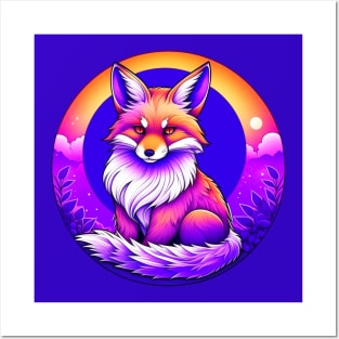 Purple Kitsune Fox Posters and Art